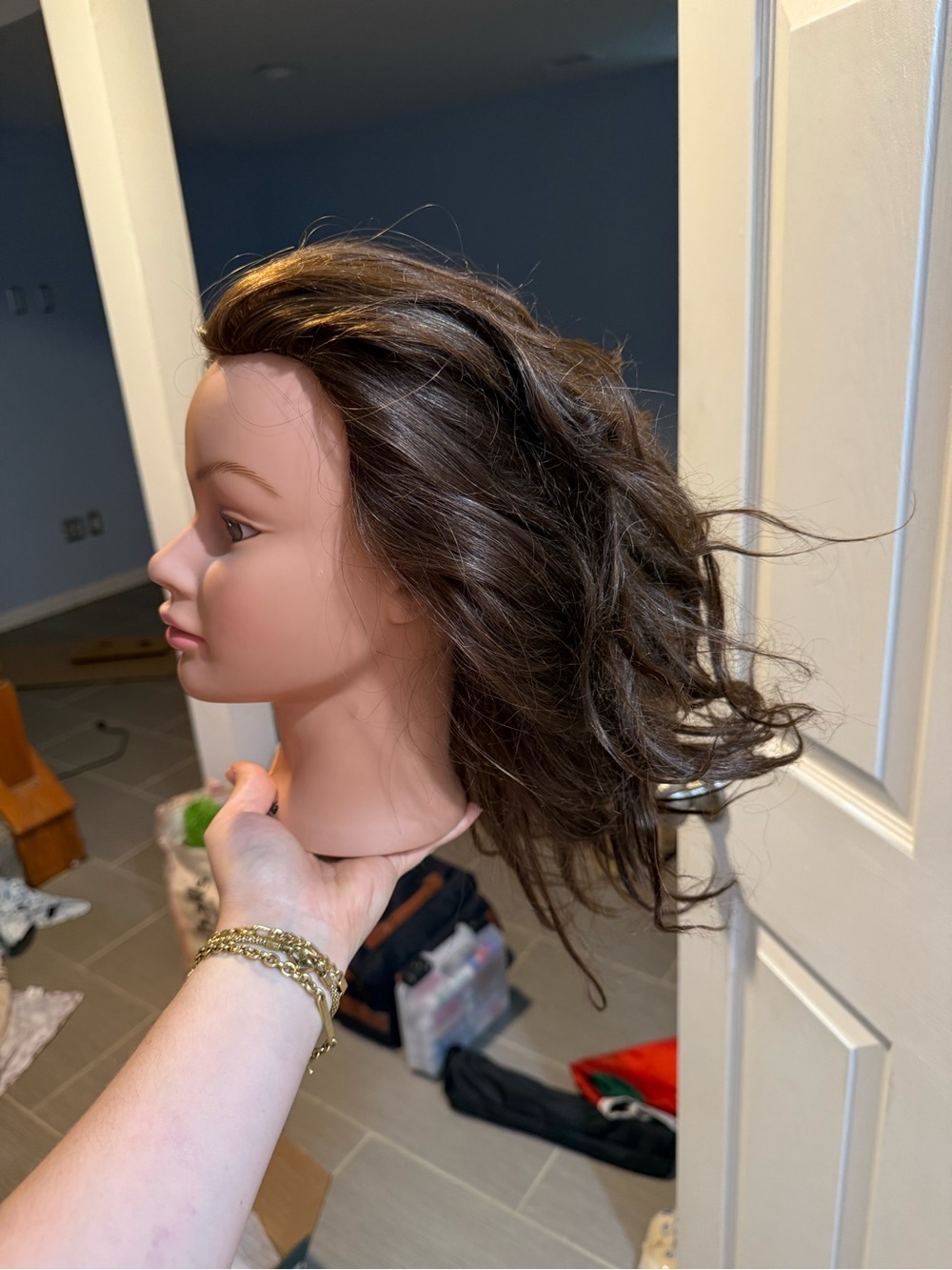 Burmax Women's Brown Styling Mannequin Head with Long Hair